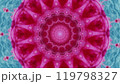 Pink kaleidoscope mandala design with contrasting blue edges, psychedelic themes art illustration abstract background. 119798327