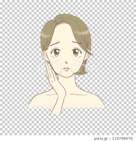 一名面部下垂的女性的插圖 119799070