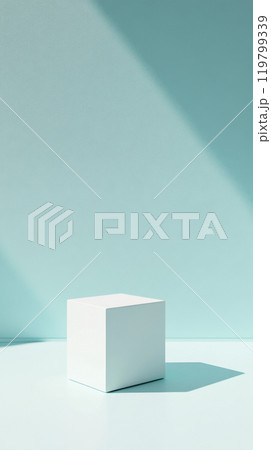 White podium on green background with soft shadows and minimalist style White podium on green background with soft shadows and minimalist style 119799339