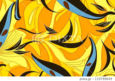 Seamless African motif ethnic traditional pattern in beautiful yellow and blue colors. 119799649