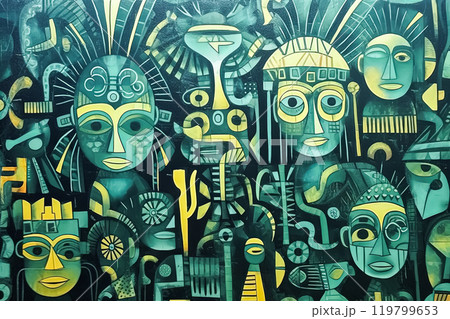 Hand drawn abstract seamless pattern inspired by African style Hand drawn abstract seamless pattern inspired by African style 119799653