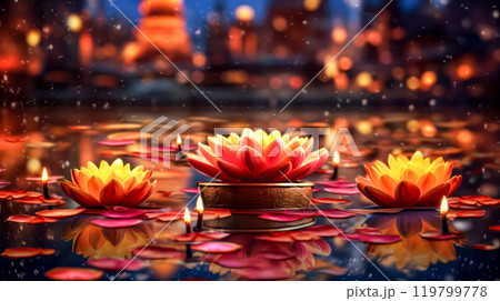 In the midst of colorful festivities, people joyfully celebrate Diwali 119799778
