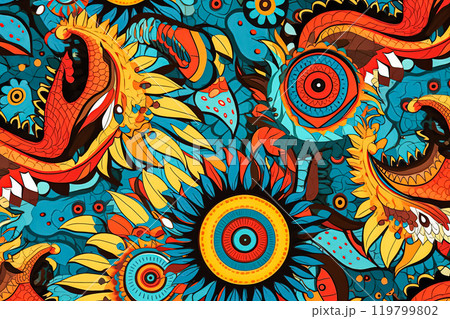 African geometric print, abstract art style seamless pattern. 119799802