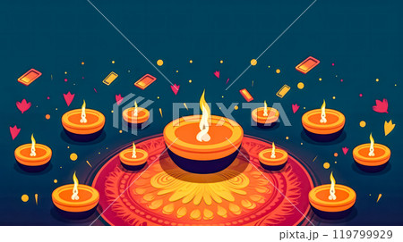 Celebrate the joyous festival of Diwali with this colorful illustration 119799929