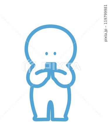 スマホをいじる人型シルエット スマホをいじる人型シルエット 119799981