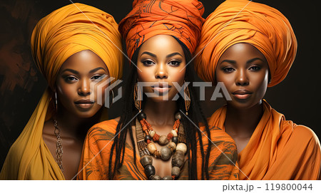 an African woman adorned in vibrant traditional...のイラスト素材 [119800044 ...
