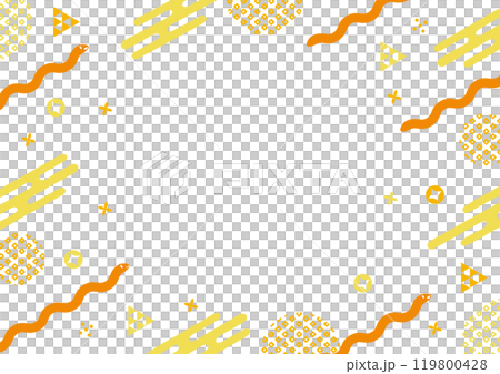 白色背景蛇和 POP 日本圖案的框架插圖_橙色 119800428