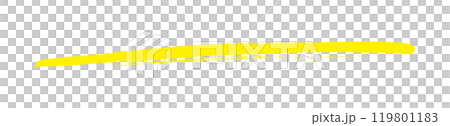 ラフな手書きの黄色い線 - ブラシで書いたラインのシンプルなデザイン素材 119801183