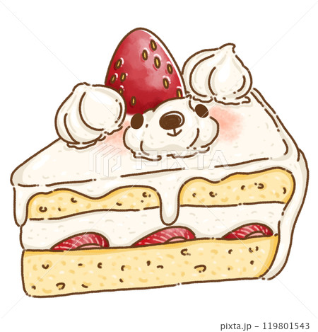 くまちゃん苺のショートケーキのイラスト素材 [119801543] - PIXTA