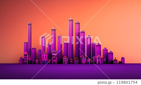 Housing market graph depicting rising prices for rent and purchase 119801754
