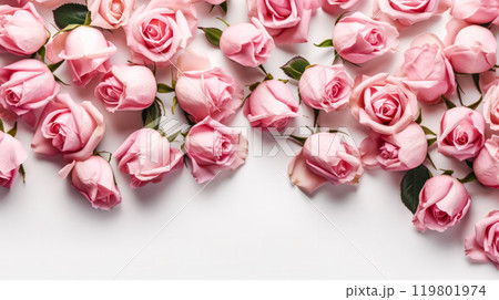 a delicate framework made of roses on a clean white background. 119801974