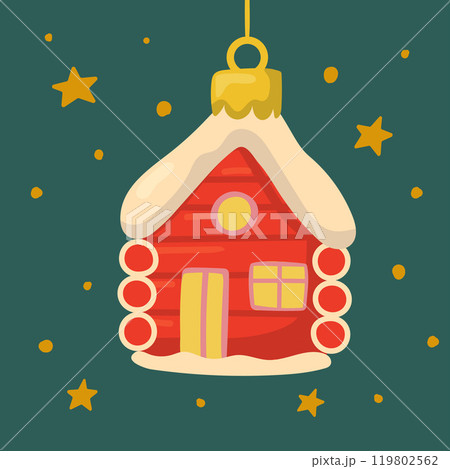 Christmas tree ornament in the shape of a house. Vector illustration. Christmas tree ornament in the shape of a house. Vector illustration. 119802562