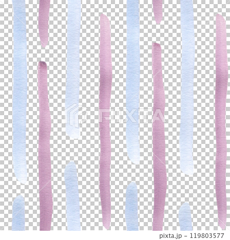 Stripped blue lilac watercolor seamless pattern isolated. Vertical paintbrush lines on repeated texture in soft tones. Stripes, lines hand drawn for marine background. Lines brush nautical style. 119803577