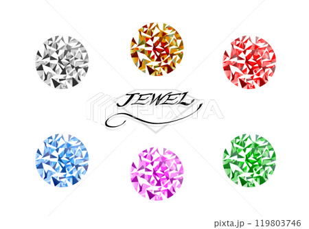 輝く宝石のセット2(diamond_gold_silver_red_green_pink_blue) 119803746