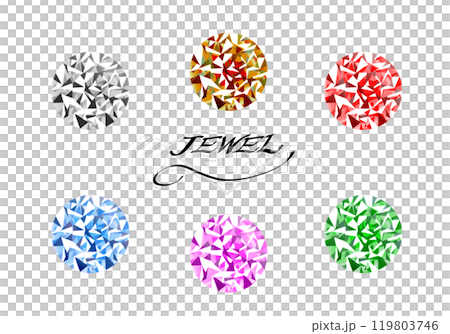 輝く宝石のセット2(diamond_gold_silver_red_green_pink_blue) 119803746