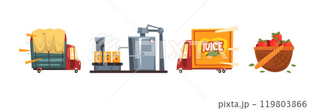 Juice Factory and Production Step Colorful Vector Set Juice Factory and Production Step Colorful Vector Set 119803866