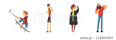 People Character Take Selfie Photo with Their Smartphone Camera Vector Set People Character Take Selfie Photo with Their Smartphone Camera Vector Set 119803902