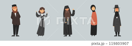 People of Different Religion in Traditional Clothes Vector Set 119803907