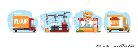 Bread Production Process and Step Scene Vector Set Bread Production Process and Step Scene Vector Set 119803913