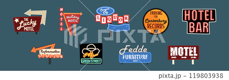 Classic American Signboards Retro Vintage Style Vector Set 119803938