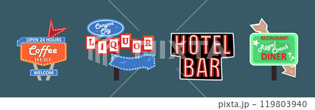 Classic American Signboards Retro Vintage Style Vector Set 119803940