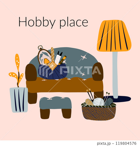 Knit embroidery hobby place needlework vector art 119804576