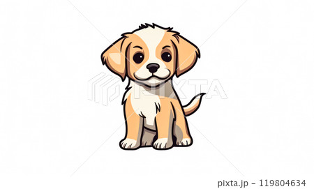 A cartoon dog is sitting on a white background. 119804634