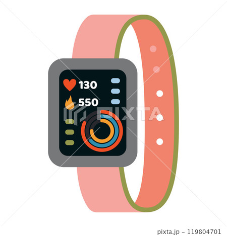 Fitness tracker, smart digital watch. Gadget for sports and healthy lifestyle. Trendy modern vector illustration isolated on white background, hand drawn, flat design 119804701