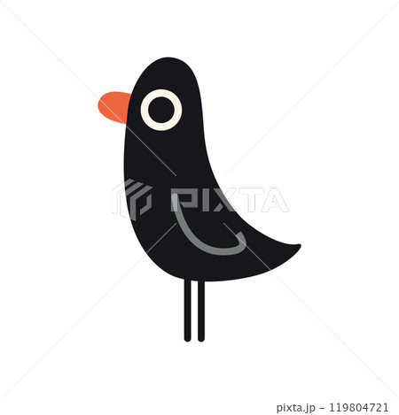 Cute black bird, crow, jackdaw or dove. Trendy modern vector illustration isolated on white background, hand drawn, flat design 119804721