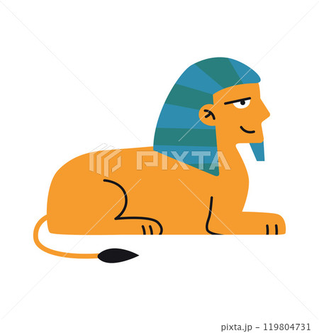 Cute funny Egyptian Sphinx. Trendy modern vector illustration isolated on white background, hand drawn, flat design 119804731