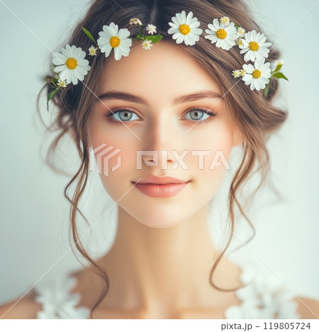 Beautiful woman face close up studio Beautiful woman face close up studio 119805724