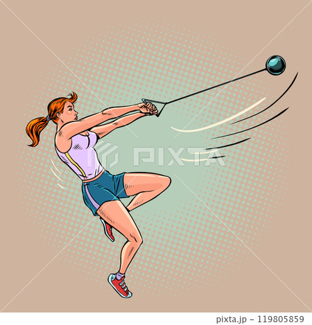 Hammer throw by athlete. Olympic competition to become champion. Sports lifestyle and athletics. Hammer throw by athlete. Olympic competition to become champion. Sports lifestyle and athletics. 119805859