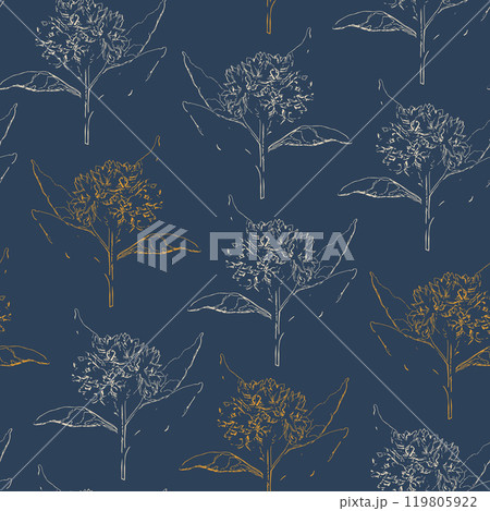 Hand drawn sketch style flowers seamless pattern 119805922