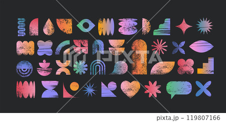 Abstract geometric graphic shapes, elements, various forms collection, Brutalist vector shapes 119807166