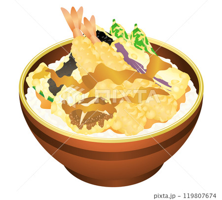 美味しそうな天丼　器違いのイラスト 119807674