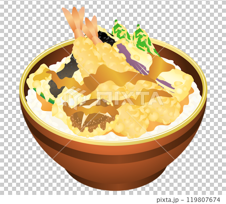 Delicious tempura bowl in a different bowl illustration 119807674