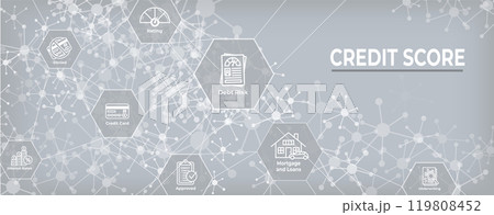 Credit Score for Loan Refinance or Application Icon Set and Web Banner 119808452