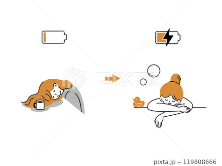 お風呂で体力充電する女性 119808666