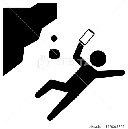 スマホを見ていて崖から転落する人 119808861