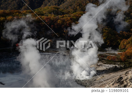 登別地獄谷の紅葉 登別地獄谷の紅葉 119809101