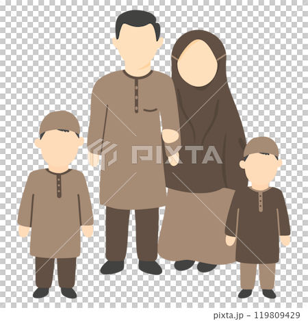 muslim family with children muslim family with children 119809429