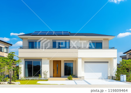 モダンな家と植栽のイメージ モダンな家と植栽のイメージ 119809464