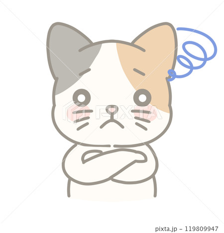 困っている三毛猫のイラスト 困っている三毛猫のイラスト 119809947