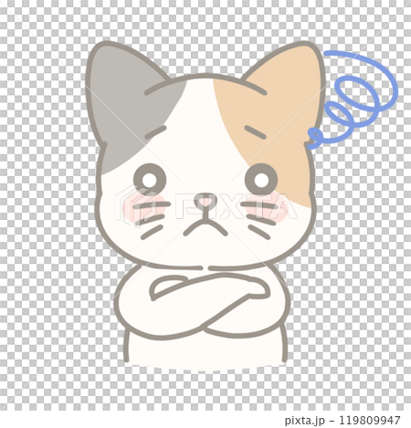 困っている三毛猫のイラスト 困っている三毛猫のイラスト 119809947