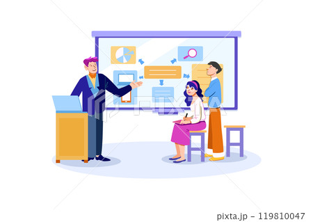 Digital marketing team presentation abstract concept 119810047