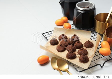 Chocolate truffles, concept of delicious sweet food Chocolate truffles, concept of delicious sweet food 119810124