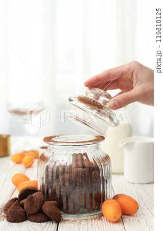 Chocolate truffles, concept of delicious sweet food Chocolate truffles, concept of delicious sweet food 119810125