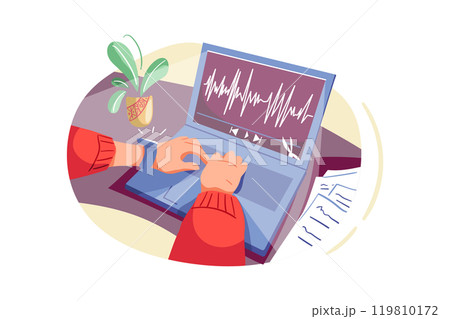 Podcast Editing Illustration 119810172