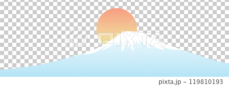 シンプルな富士山の日の出の風景イラスト 119810193