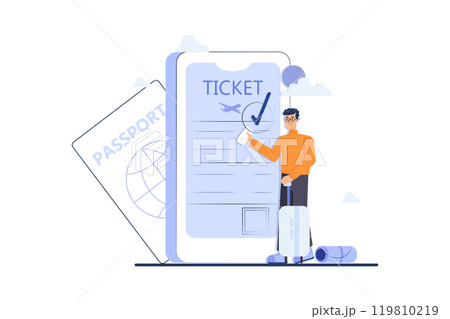 Man Getting Online Boarding Pass Man Getting Online Boarding Pass 119810219